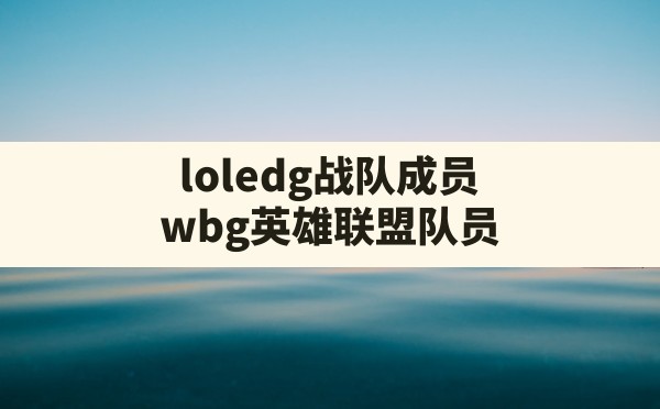 loledg战队成员,wbg英雄联盟队员 - 拍哈游戏网